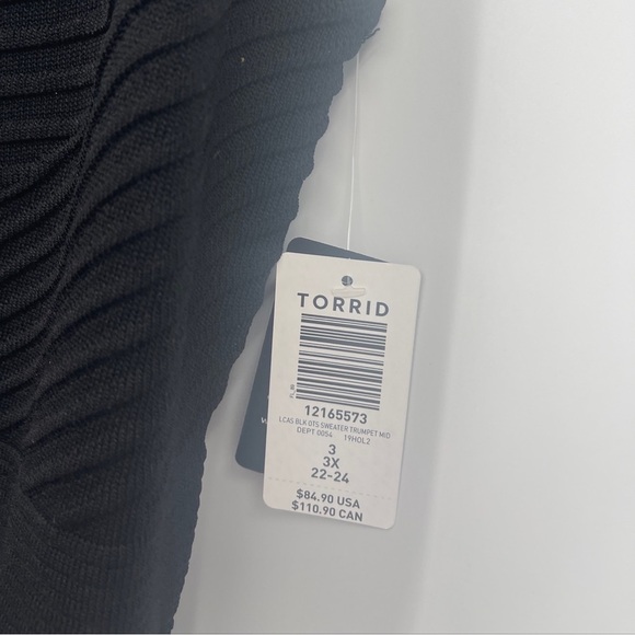 New TORRID 3 Black Sweater Trumpet Knit Midi Dress Off shoulder 3X $85 - Picture 6 of 6